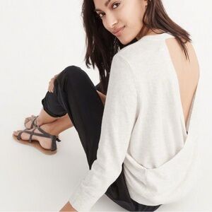 Abercrombie and Fitch Cotton Seed Stitch reversible open crochet boho sweater